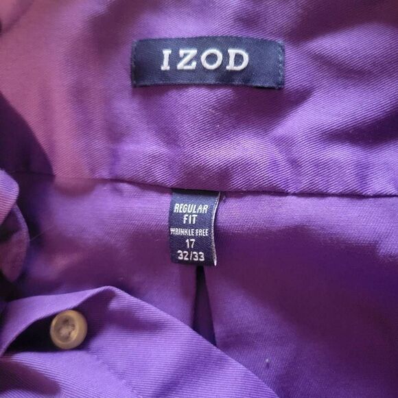 Izod Purple Relaxed Fit Button Down Shirt Size 17 (32/33) - Picture 7 of 7